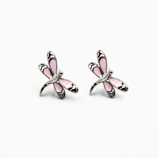 Pendientes Mariposa con Alas Rosa en Plata Ley Rodiada