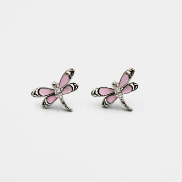 Pendientes Mariposa con Alas Rosa en Plata Ley Rodiada - Imagen 5