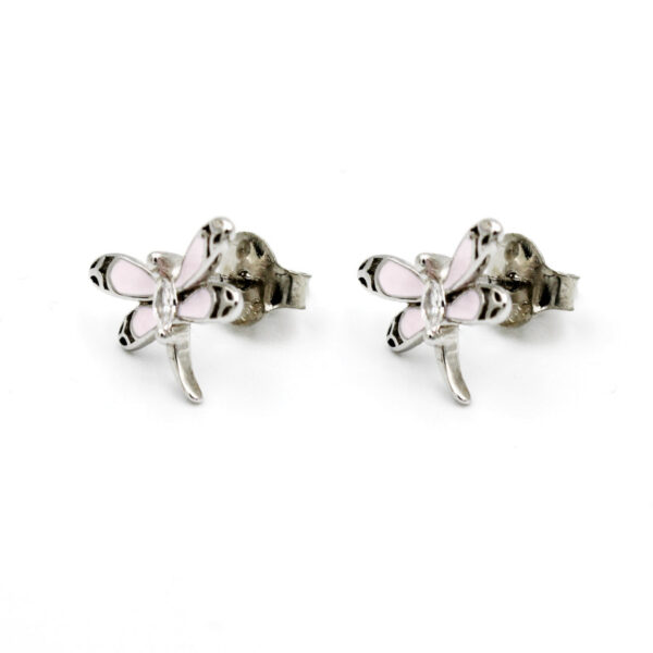 Pendientes Mariposa con Alas Rosa en Plata Ley Rodiada - Imagen 4