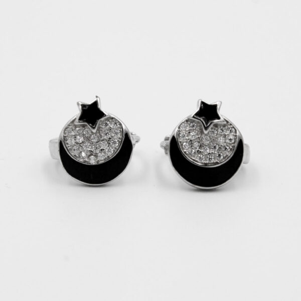 Pendientes estrella .Sol.Luna en Plata ley Rodiada. esmalte negro