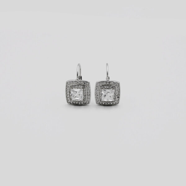Pendientes Ballestillas en Plata Ley Rodiada y Circonitas