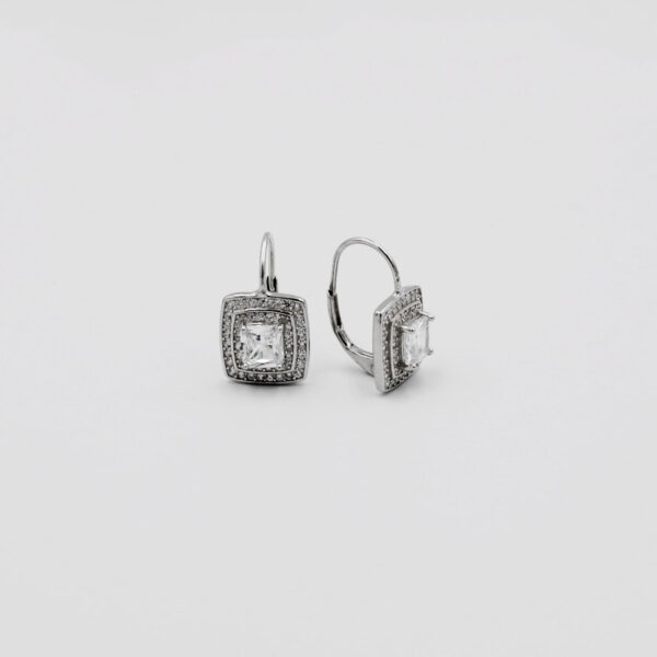 Pendientes Ballestillas en Plata Ley Rodiada y Circonitas - Imagen 4