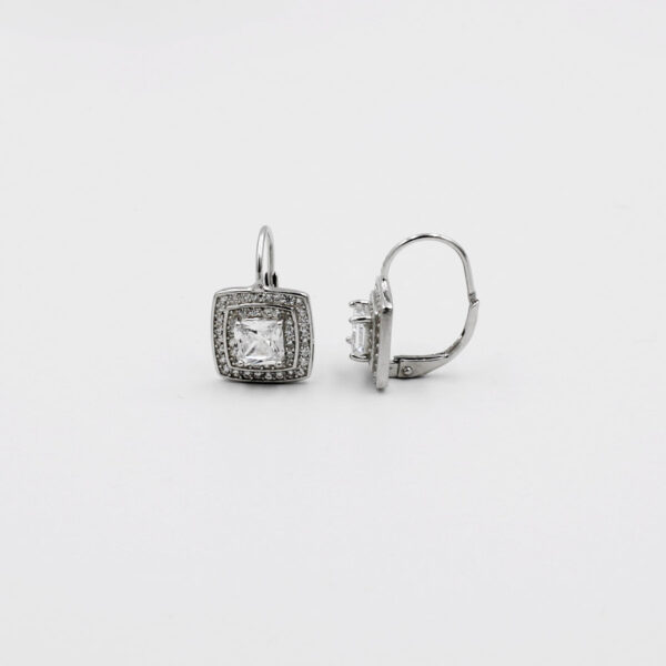Pendientes Ballestillas en Plata Ley Rodiada y Circonitas - Imagen 3