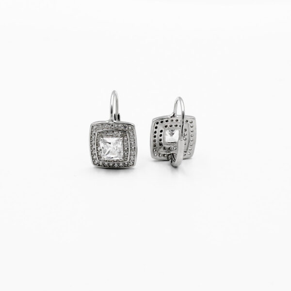 Pendientes Ballestillas en Plata Ley Rodiada y Circonitas