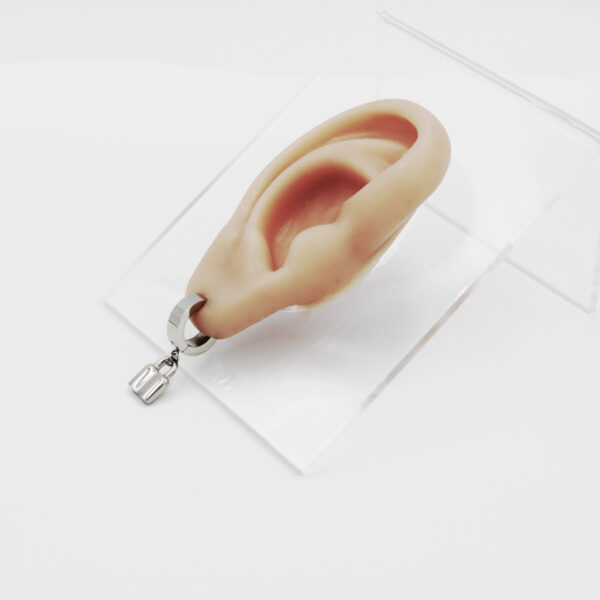 Aros de clip con adorno de candado en acero de primera calidad - Imagen 4