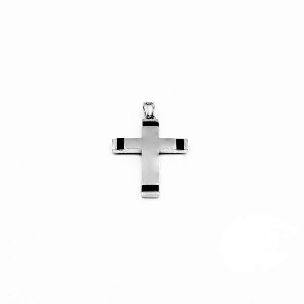 Cruz en Plata Ley con piedras negras Marca DUWARD