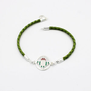 Pulsera Betis Plata Ley y cuero Verde