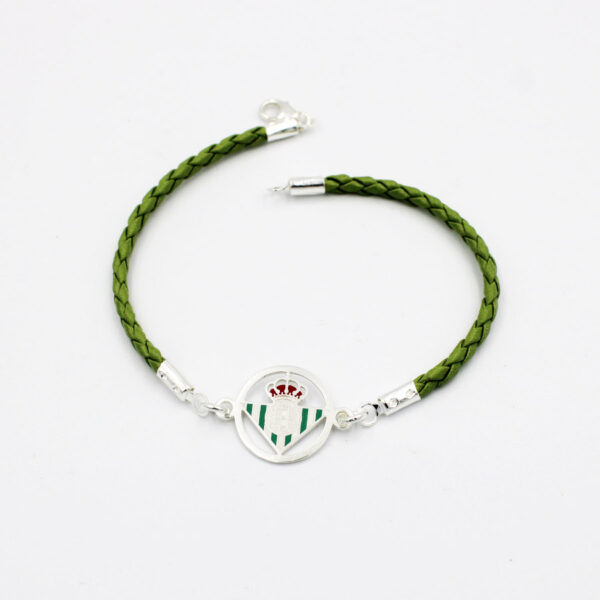 Pulsera Betis Plata Ley y cuero Verde