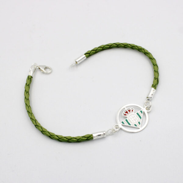 Pulsera Betis Plata Ley y cuero Verde