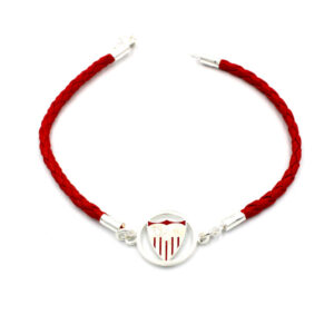 Pulsera del Sevilla en Plata Ley y Cuero rojo