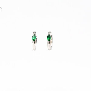 Aros de clip con Piedra Verde en Plata Ley rodiada