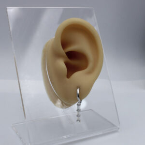 Aros largos con piedras Circonitas rectangulares en Plata Ley