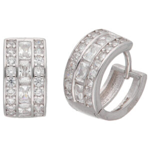 Aros Huggies en Plata de Ley y Circonitas.