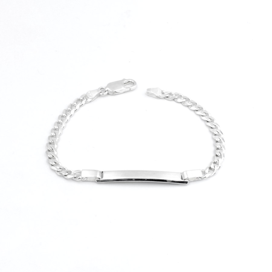 Esclava Barbada Plana en Plata Ley