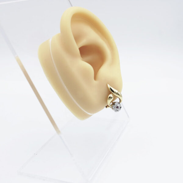 Pendientes rubí y circonitas bicolor en Oro 18k - Imagen 5