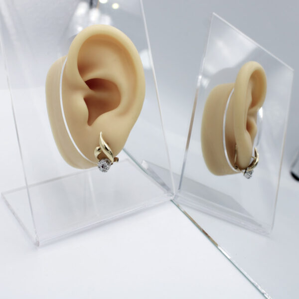 Pendientes rubí y circonitas bicolor en Oro 18k