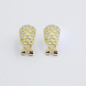 Pendientes oro 18 k con cierre omega y piedras circonitas