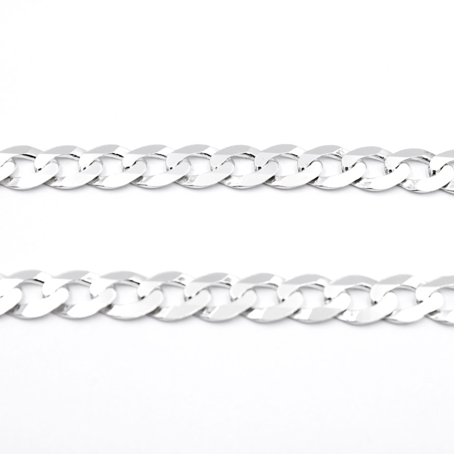 Cadena Barbada Plana Ancha en Plata Ley. 50 cm - Imagen 4