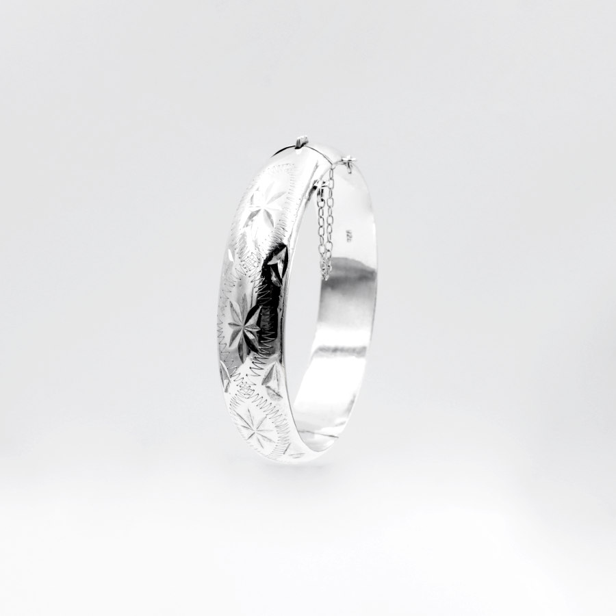 Pulsera de Media Caña Labrada en Plata ley 925