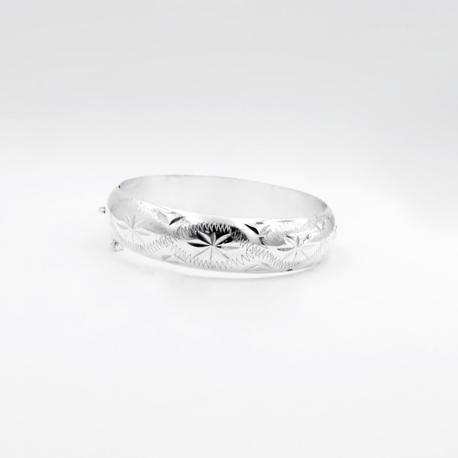 Pulsera de Media Caña Labrada en Plata ley 925