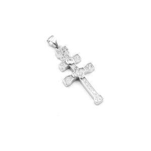 Cruz de Caravaca con piedras Circonitas en Plata Ley