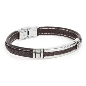 Pulsera Duward  DT3028.02  para hombre en acero inoxidable y piel