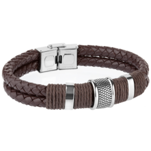 Pulsera Duward DT3038.00 para hombre marón de doble trenzado