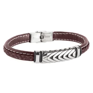 Pulsera Duward DT3067.00 de acero y piel marrón para caballero