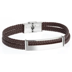 Pulsera Duward  DT3087.00  para hombre en acero inoxidable y piel