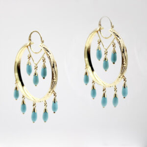 Aros de Oro 18k con turquesas en forma de lágrimas