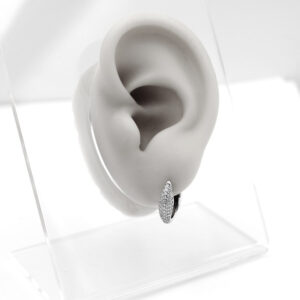 Aros Ovalados de Plata Ley con circonitas y cierre de clip